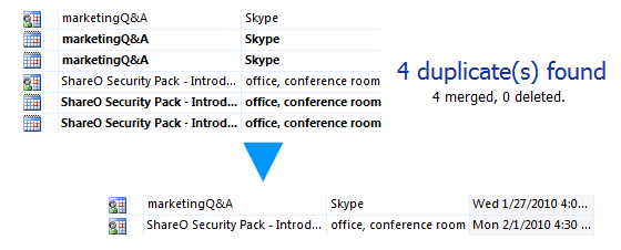 Merge duplicates automatically. No settings to select.