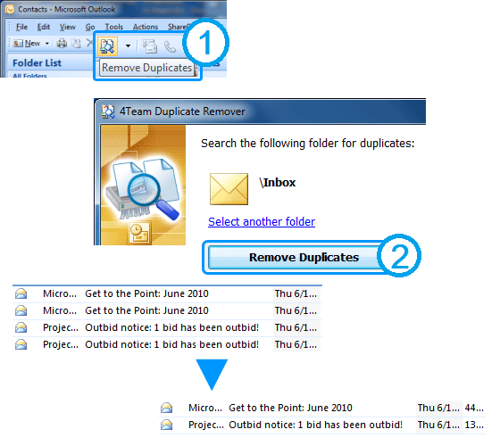 how to get rid of duplicate emails in outlook 2010