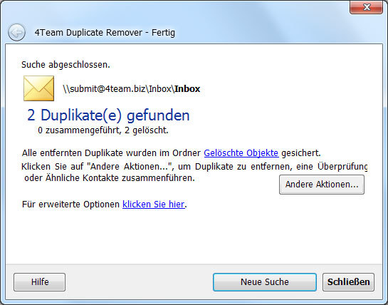 Doppelte Emails in Outlook finden und entfernen