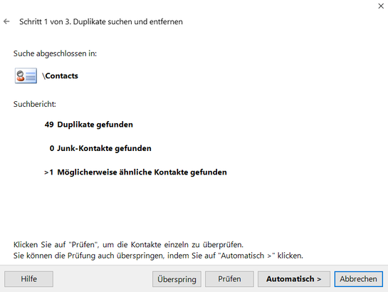 Doppelte Kontakte finden und entfernen